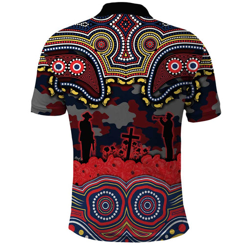 ANZAC Day Sydney Roosters Polo Shirt Military Memorial Aboriginal Indigenous Art