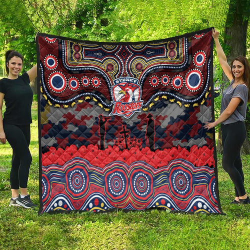 ANZAC Day Sydney Roosters Quilt Military Memorial Aboriginal Indigenous Art