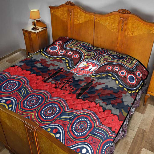 ANZAC Day Sydney Roosters Quilt Military Memorial Aboriginal Indigenous Art