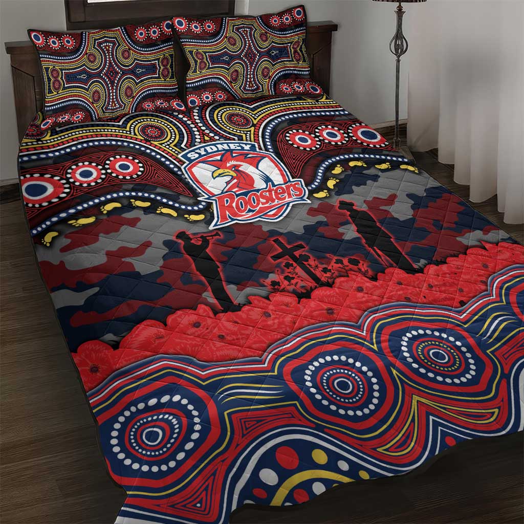 ANZAC Day Sydney Roosters Quilt Bed Set Military Memorial Aboriginal Indigenous Art