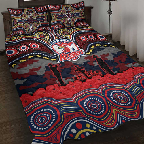 ANZAC Day Sydney Roosters Quilt Bed Set Military Memorial Aboriginal Indigenous Art