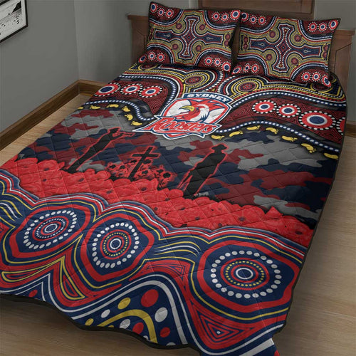 ANZAC Day Sydney Roosters Quilt Bed Set Military Memorial Aboriginal Indigenous Art