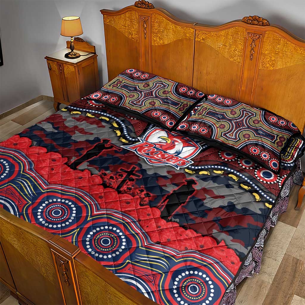 ANZAC Day Sydney Roosters Quilt Bed Set Military Memorial Aboriginal Indigenous Art