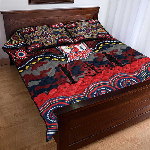 ANZAC Day Sydney Roosters Quilt Bed Set Military Memorial Aboriginal Indigenous Art
