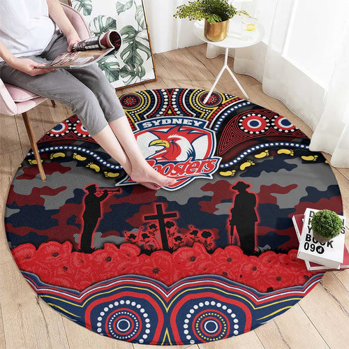 ANZAC Day Sydney Roosters Round Carpet Military Memorial Aboriginal Indigenous Art
