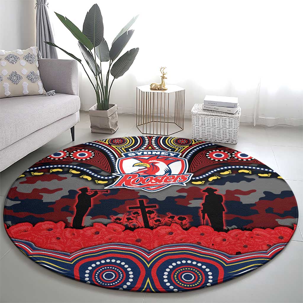 ANZAC Day Sydney Roosters Round Carpet Military Memorial Aboriginal Indigenous Art