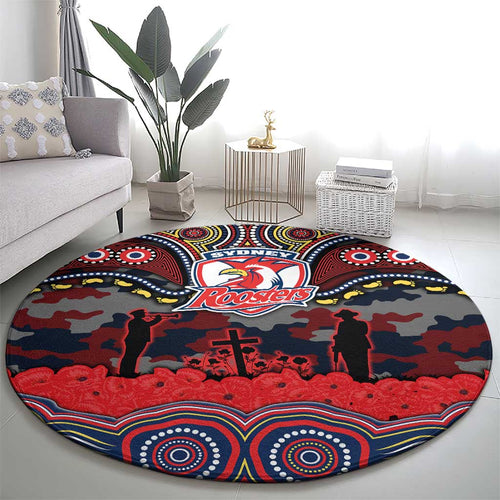 ANZAC Day Sydney Roosters Round Carpet Military Memorial Aboriginal Indigenous Art