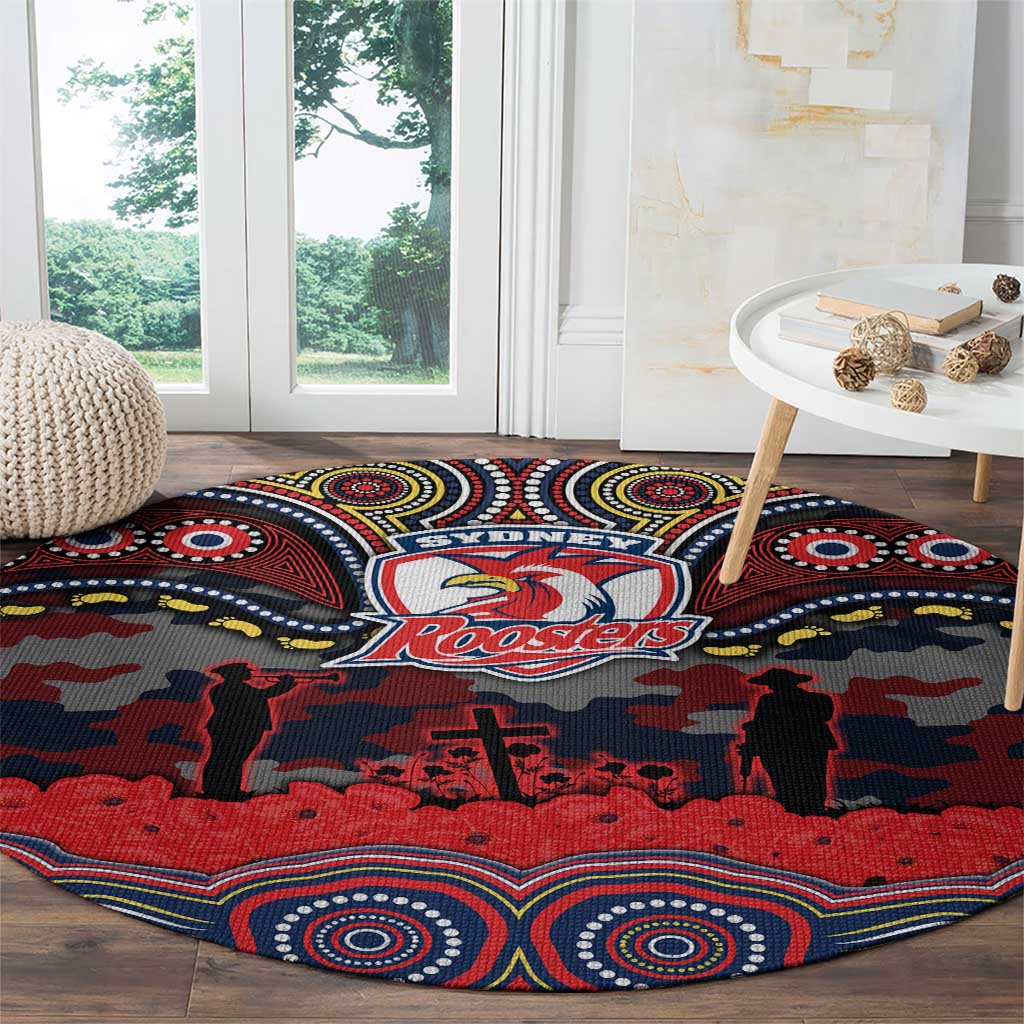 ANZAC Day Sydney Roosters Round Carpet Military Memorial Aboriginal Indigenous Art