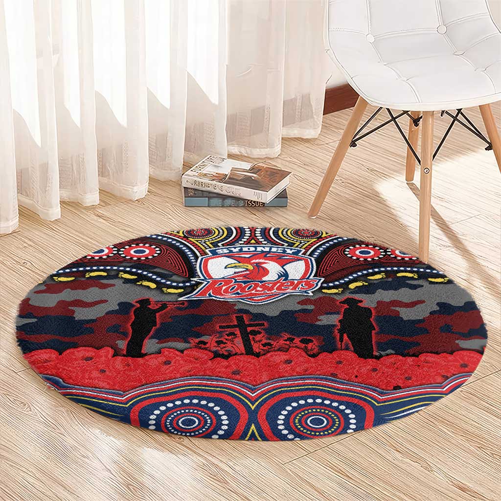 ANZAC Day Sydney Roosters Round Carpet Military Memorial Aboriginal Indigenous Art