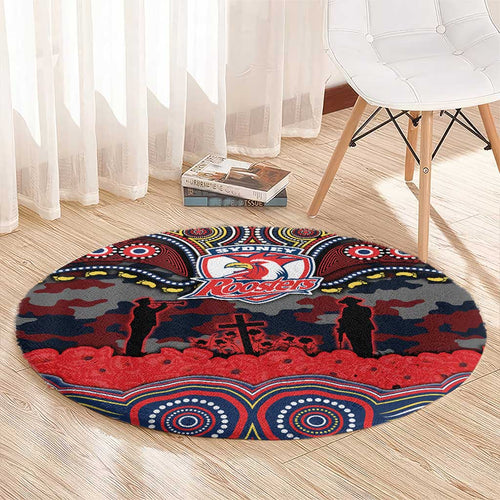 ANZAC Day Sydney Roosters Round Carpet Military Memorial Aboriginal Indigenous Art
