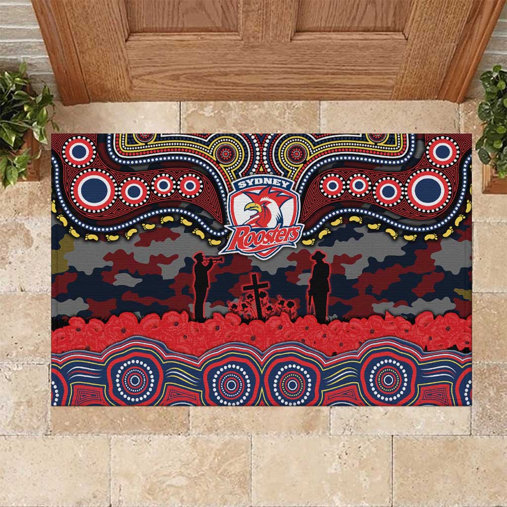 ANZAC Day Sydney Roosters Rubber Doormat Military Memorial Aboriginal Indigenous Art