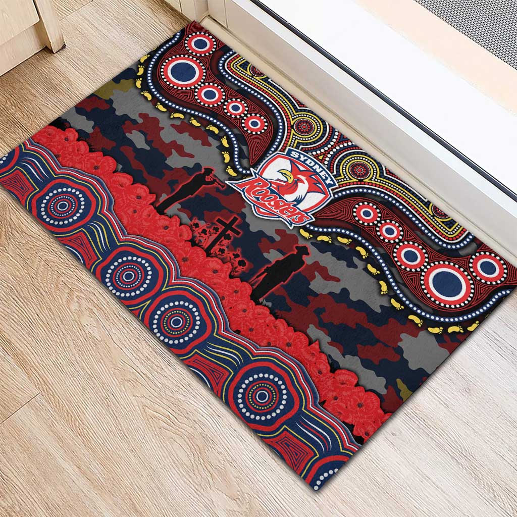 ANZAC Day Sydney Roosters Rubber Doormat Military Memorial Aboriginal Indigenous Art
