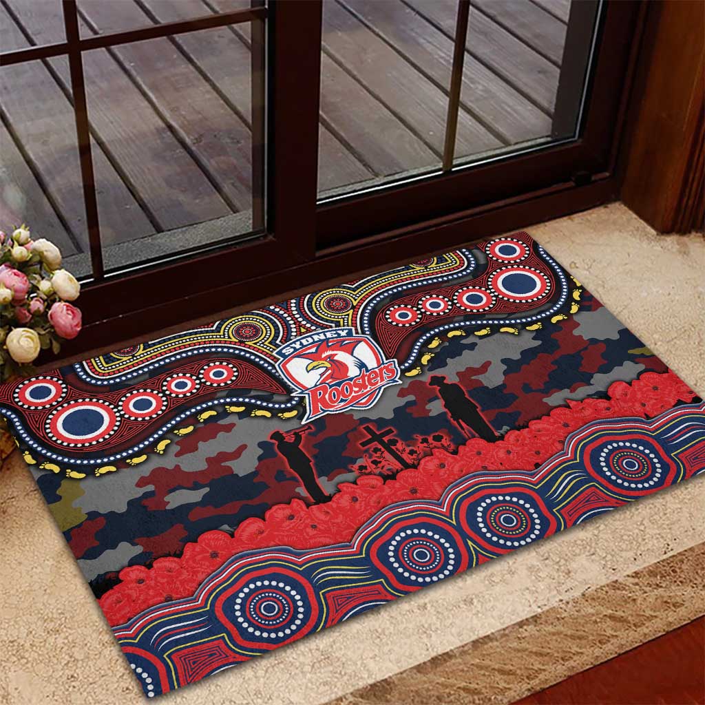 ANZAC Day Sydney Roosters Rubber Doormat Military Memorial Aboriginal Indigenous Art