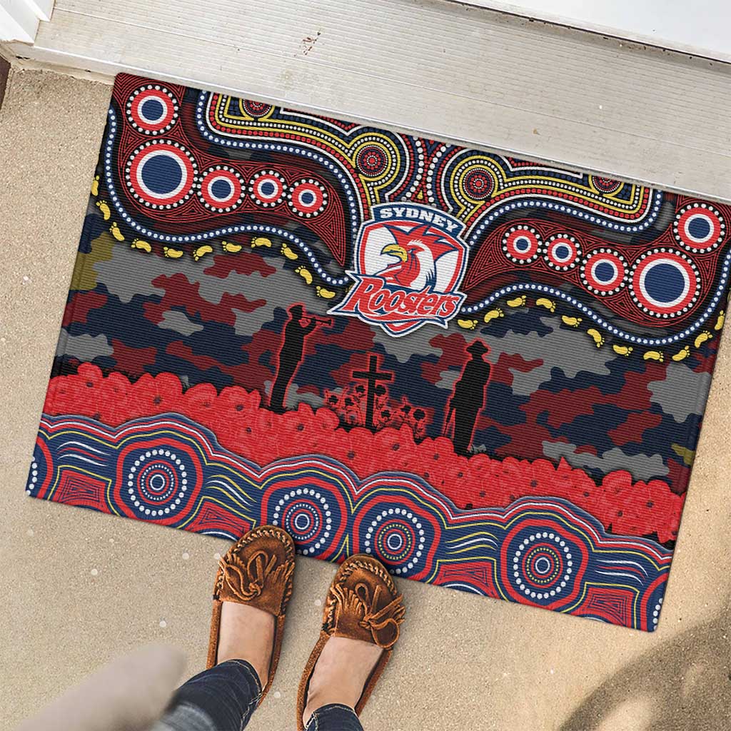 ANZAC Day Sydney Roosters Rubber Doormat Military Memorial Aboriginal Indigenous Art
