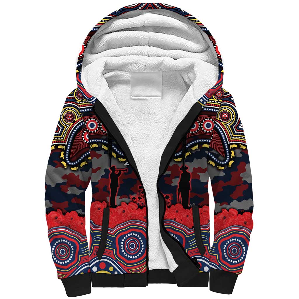 ANZAC Day Sydney Roosters Sherpa Hoodie Military Memorial Aboriginal Indigenous Art