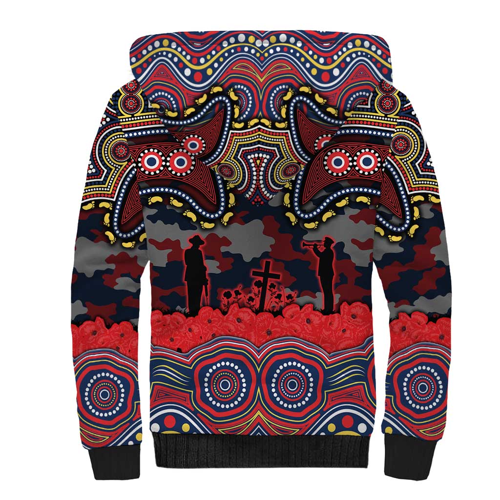 ANZAC Day Sydney Roosters Sherpa Hoodie Military Memorial Aboriginal Indigenous Art