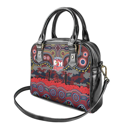 ANZAC Day Sydney Roosters Shoulder Handbag Military Memorial Aboriginal Indigenous Art