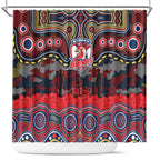 ANZAC Day Sydney Roosters Shower Curtain Military Memorial Aboriginal Indigenous Art
