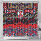 ANZAC Day Sydney Roosters Shower Curtain Military Memorial Aboriginal Indigenous Art
