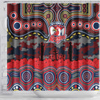 ANZAC Day Sydney Roosters Shower Curtain Military Memorial Aboriginal Indigenous Art
