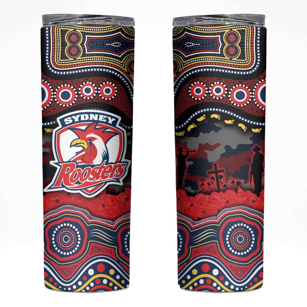 ANZAC Day Sydney Roosters Skinny Tumbler Military Memorial Aboriginal Indigenous Art