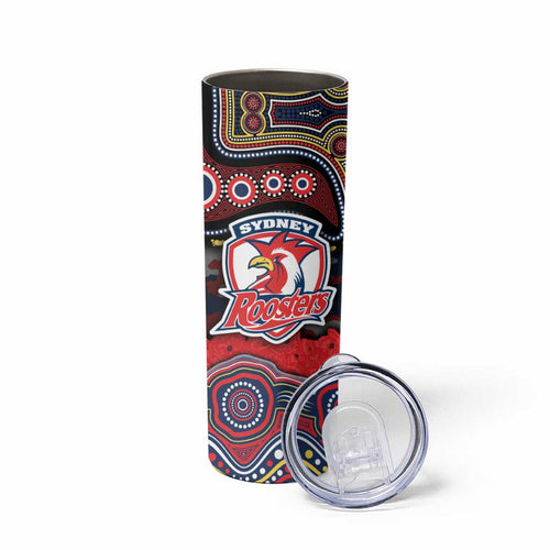 ANZAC Day Sydney Roosters Skinny Tumbler Military Memorial Aboriginal Indigenous Art