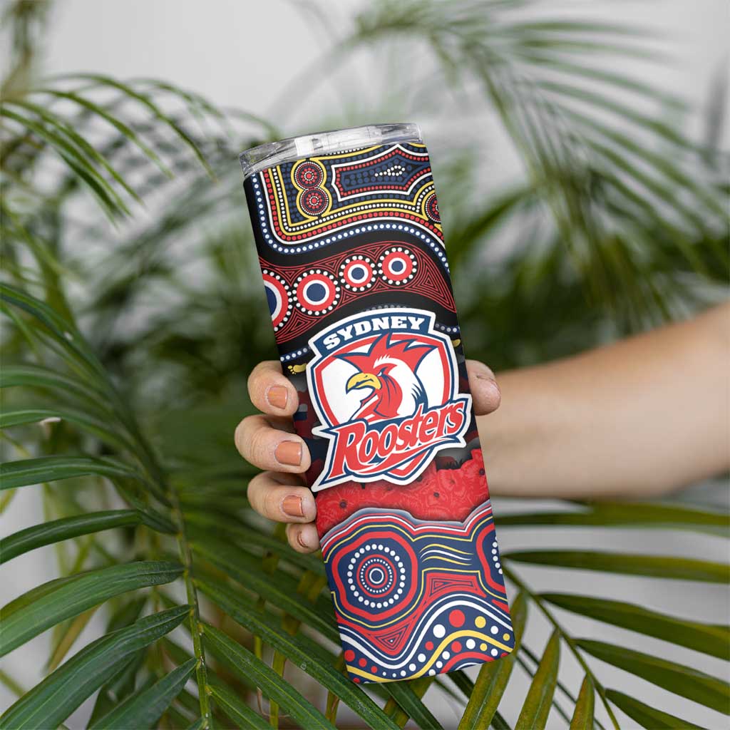 ANZAC Day Sydney Roosters Skinny Tumbler Military Memorial Aboriginal Indigenous Art