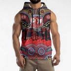 ANZAC Day Sydney Roosters Sleeveless Hoodie Military Memorial Aboriginal Indigenous Art