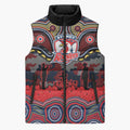 ANZAC Day Sydney Roosters Sleeveless Puffer Jacket Military Memorial Aboriginal Indigenous Art