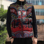 ANZAC Day Sydney Roosters Sleeveless Puffer Jacket Military Memorial Aboriginal Indigenous Art