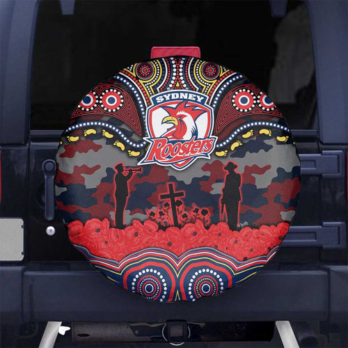 ANZAC Day Sydney Roosters Spare Tire Cover Military Memorial Aboriginal Indigenous Art