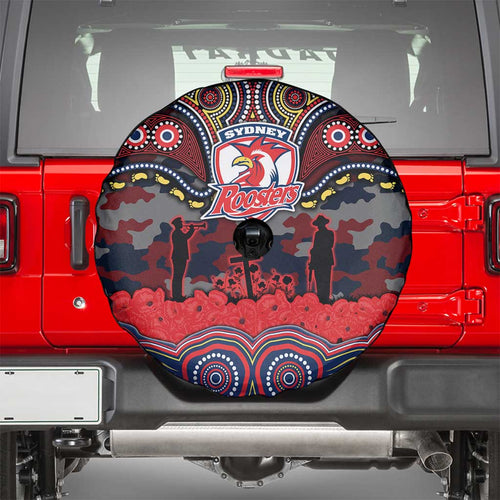 ANZAC Day Sydney Roosters Spare Tire Cover Military Memorial Aboriginal Indigenous Art