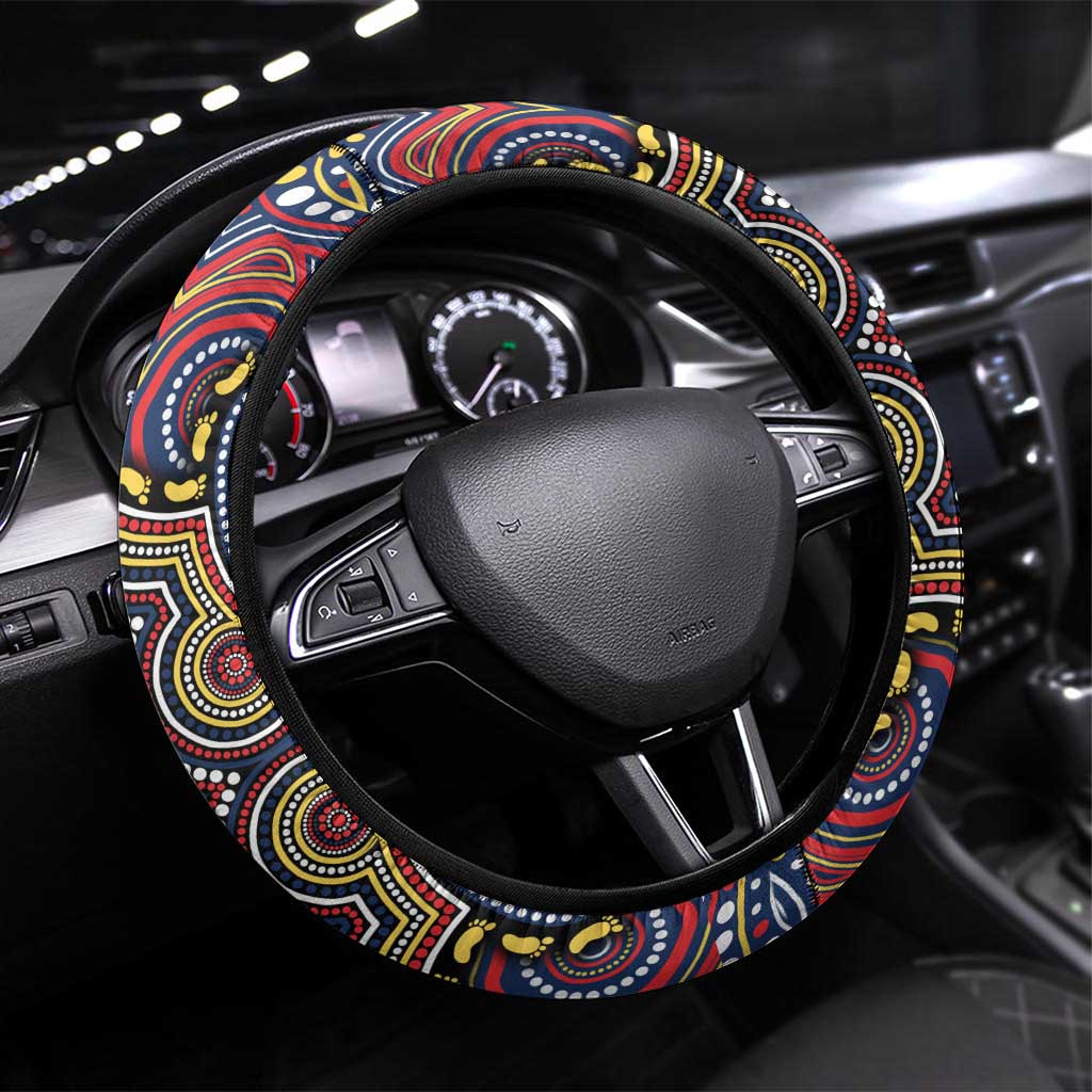 ANZAC Day Sydney Roosters Steering Wheel Cover Military Memorial Aboriginal Indigenous Art
