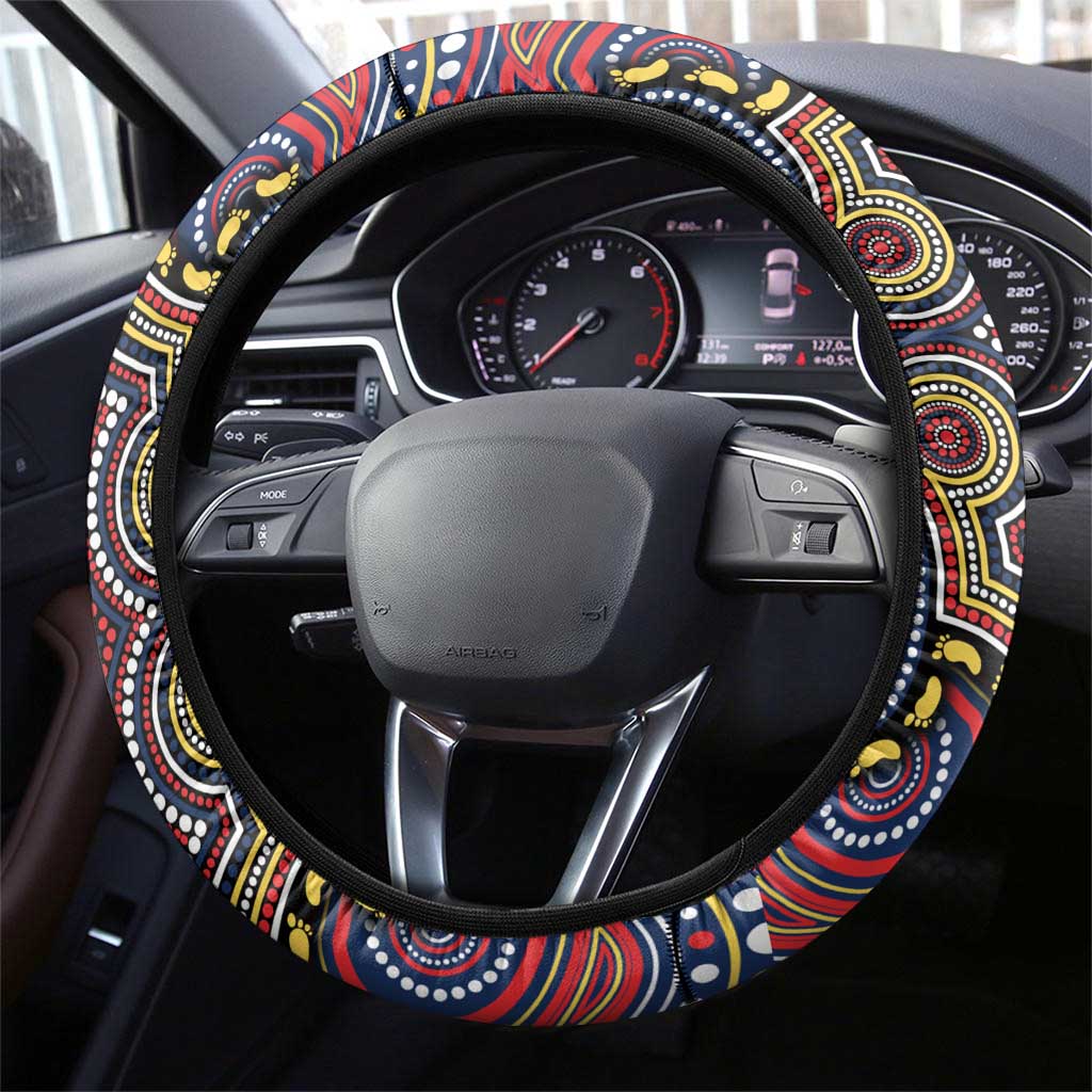 ANZAC Day Sydney Roosters Steering Wheel Cover Military Memorial Aboriginal Indigenous Art