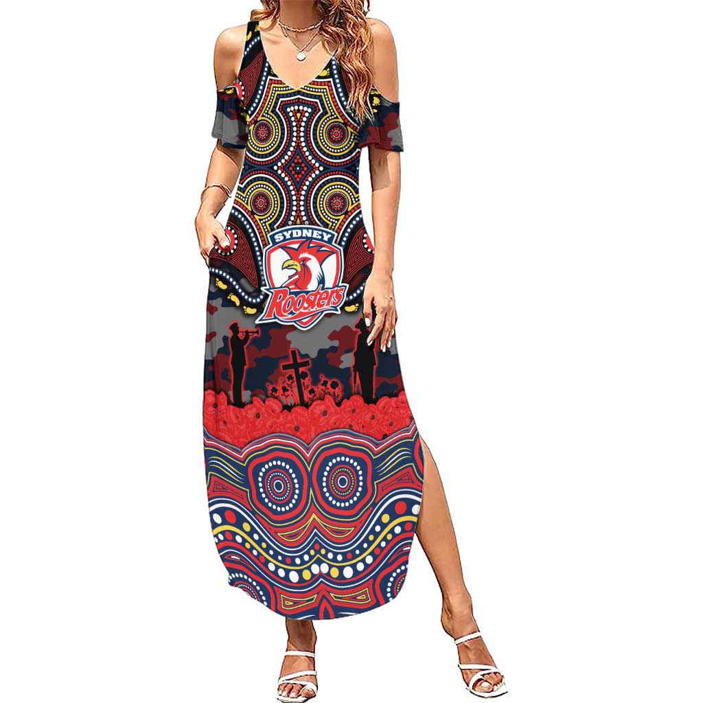 ANZAC Day Sydney Roosters Summer Maxi Dress Military Memorial Aboriginal Indigenous Art