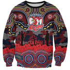 ANZAC Day Sydney Roosters Sweatshirt Military Memorial Aboriginal Indigenous Art