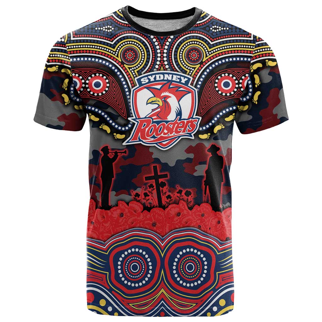 ANZAC Day Sydney Roosters T Shirt Military Memorial Aboriginal Indigenous Art
