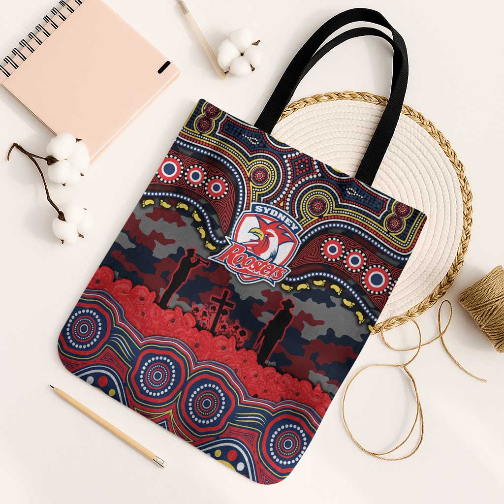 ANZAC Day Sydney Roosters Tote Bag Military Memorial Aboriginal Indigenous Art