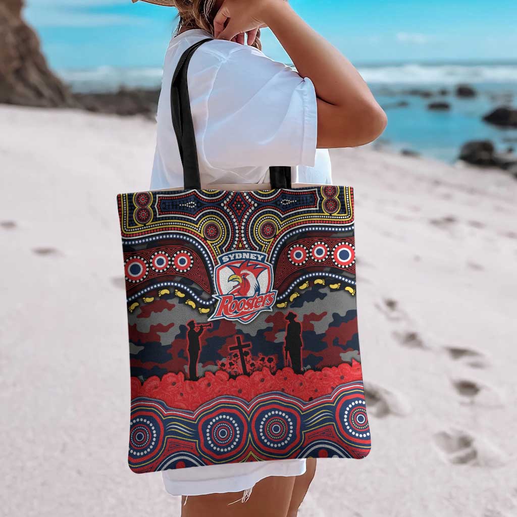 ANZAC Day Sydney Roosters Tote Bag Military Memorial Aboriginal Indigenous Art