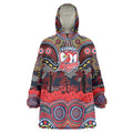 ANZAC Day Sydney Roosters Wearable Blanket Hoodie Military Memorial Aboriginal Indigenous Art