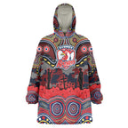 ANZAC Day Sydney Roosters Wearable Blanket Hoodie Military Memorial Aboriginal Indigenous Art