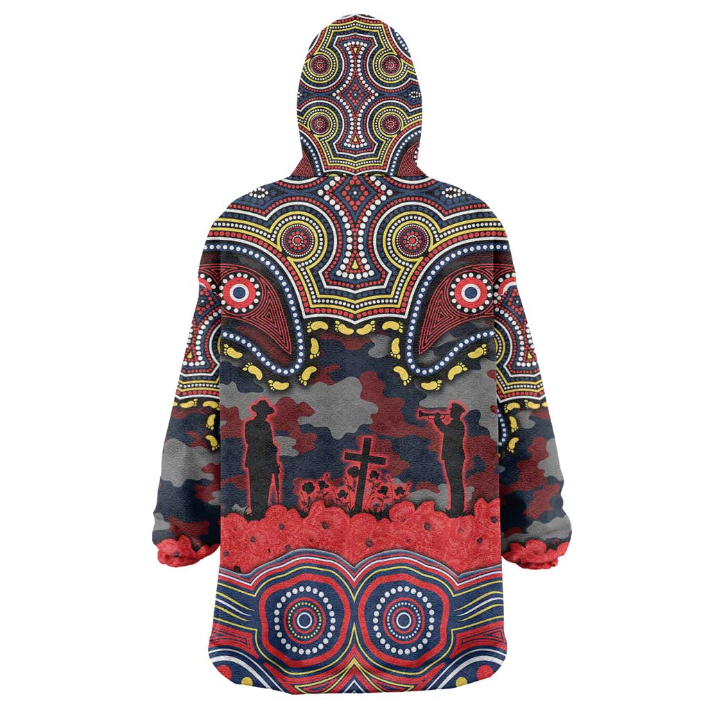 ANZAC Day Sydney Roosters Wearable Blanket Hoodie Military Memorial Aboriginal Indigenous Art