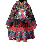 ANZAC Day Sydney Roosters Wearable Blanket Hoodie Military Memorial Aboriginal Indigenous Art
