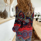 ANZAC Day Sydney Roosters Women Casual Shirt Military Memorial Aboriginal Indigenous Art