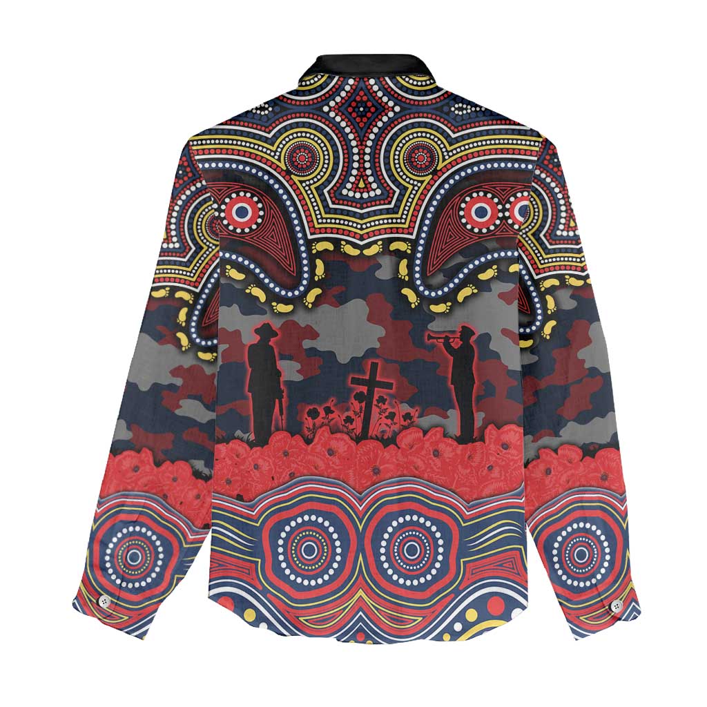 ANZAC Day Sydney Roosters Women Casual Shirt Military Memorial Aboriginal Indigenous Art