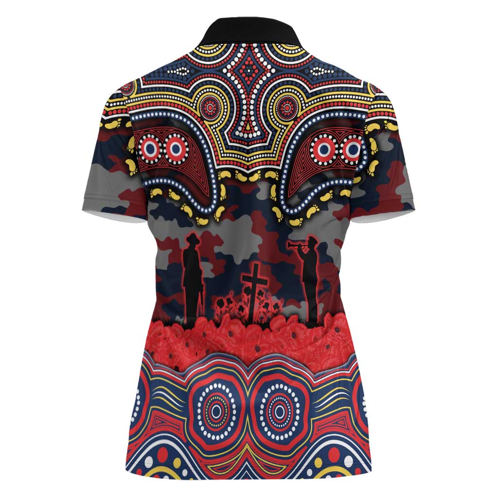 ANZAC Day Sydney Roosters Women Polo Shirt Military Memorial Aboriginal Indigenous Art