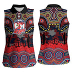 ANZAC Day Sydney Roosters Women Sleeveless Polo Shirt Military Memorial Aboriginal Indigenous Art