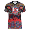 ANZAC Day Sydney Roosters Women V-Neck T-Shirt Military Memorial Aboriginal Indigenous Art