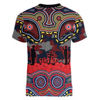ANZAC Day Sydney Roosters Women V-Neck T-Shirt Military Memorial Aboriginal Indigenous Art