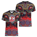 ANZAC Day Sydney Roosters Women V-Neck T-Shirt Military Memorial Aboriginal Indigenous Art